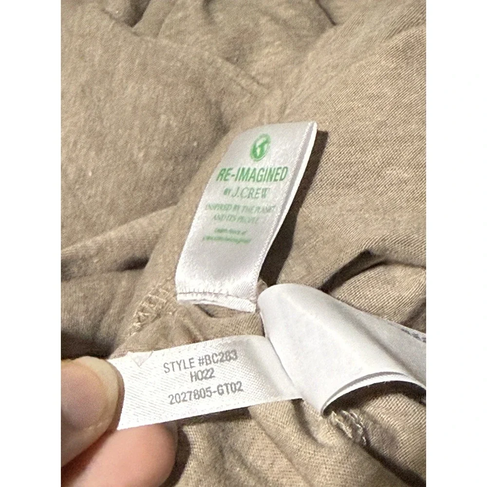 J. Crew TShirt Hoodie XL Beige Minimalist Long Sleeve Pullover Layered Cotton